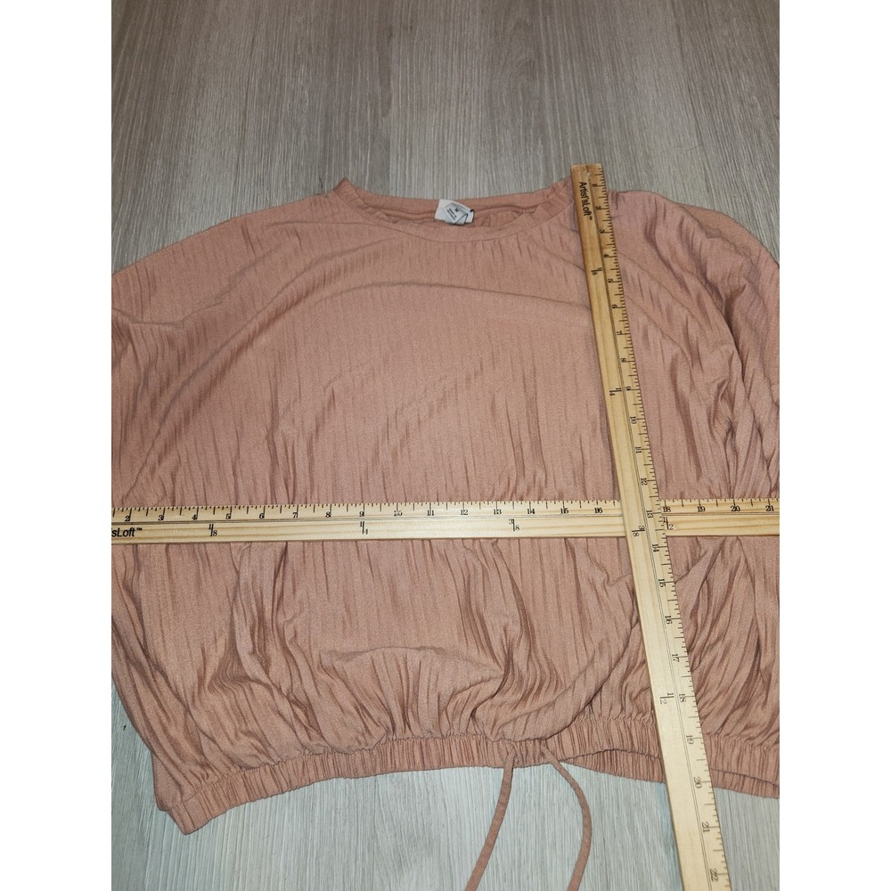 A New day Pleated Blouson Short Sleeve Top Mauve‎ Pink Dolman Crew Neck Size M - Picture 8 of 10